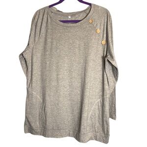 Gray Women's Top with Button Detail